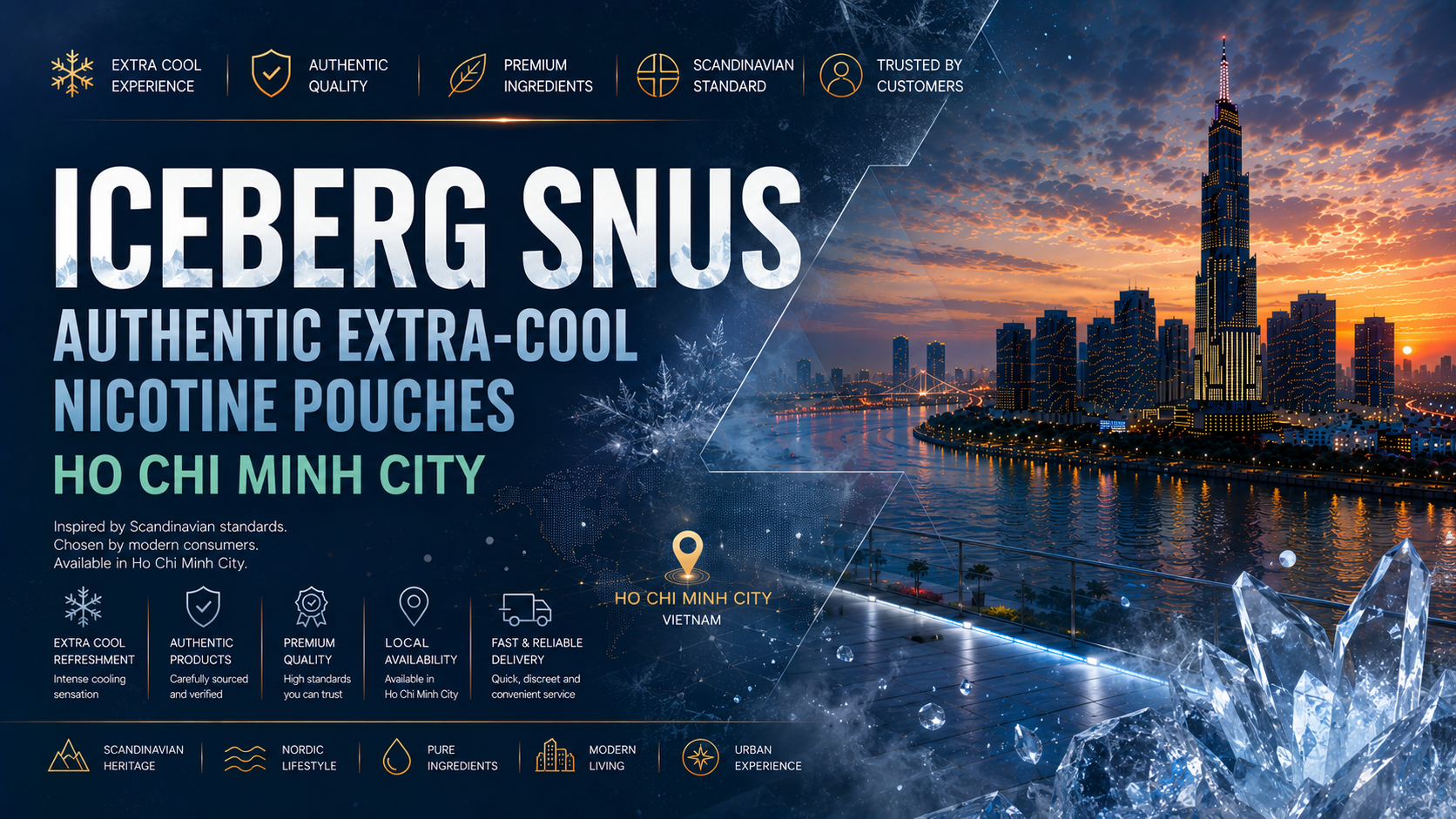 Snus ICEBERG — Nicotine Pouch Siêu Lạnh Chính Hãng Tại Sài Gòn
